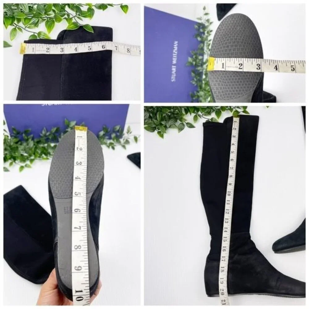 Stuart Weitzman lander otk anthracite suede wedge boots SW68376 size 7.5